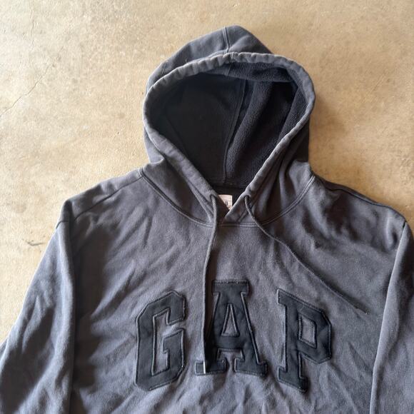 VINTAGE Y2K FADED BLACK BAGGY GAP HOODIE GRUNGE SKATE ESSENTIAL MENS XXL - Picture 2 of 6